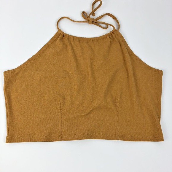 BP Nordstrom Womens Crop Top 2X Rust Brown Stretch Halter Neck Camisole Top - Picture 1 of 8